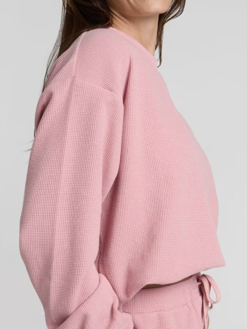 Waffle Lounge Long Sleeve in Baby Pink
